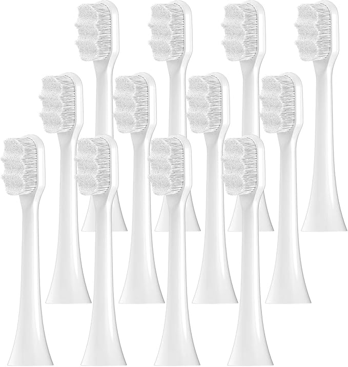 Ultra Soft Brush Heads Compatible with Philips Sonicare Electric Toothbrush for Sensitive Teeth and Gums Care with Nano Bristles(12 Pcs)