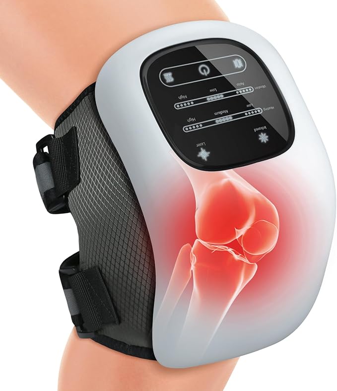 Knee Massager with Heat LED Screen and Vibration Cordless Knee Massager with Adjustable Straps and Timer
