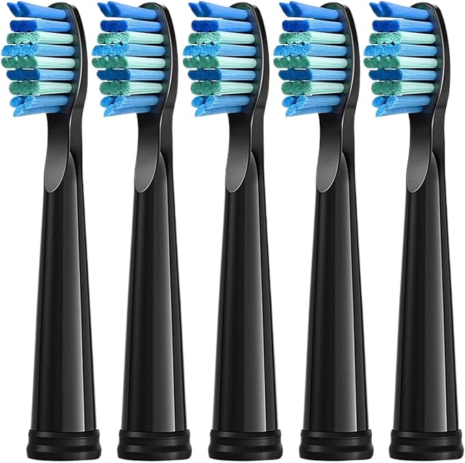 5/10 Pcs Replacement Brush Heads Compatibility for Seago Fairywill Electric Toothbrush Head Refill Tooth Clean(10pcs Black)