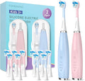 Kids Electric Toothbrushes 2 Pack Smart Sonic Toothbrush for Boys and Girls 3 4 5 6 7 8 9 10 11 12 (Blue+Pink 2 Pack)