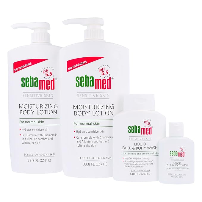 SEBAMED MOISTURIZING BODY LOTION WITH FACE &amp BODY WASH AND TRAVEL WASH