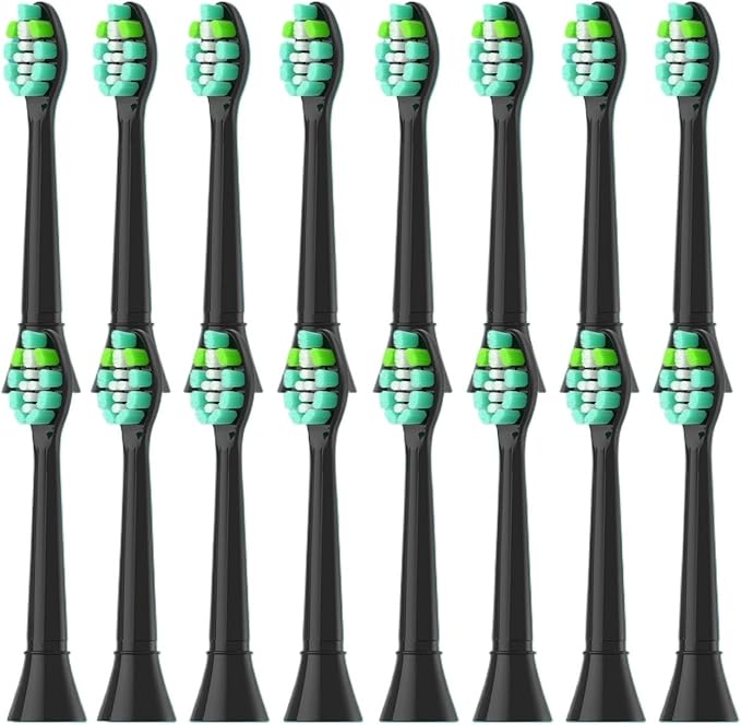 16 Replacement Toothbrush Heads Suitable for Detachable Handles(8White 8Black)