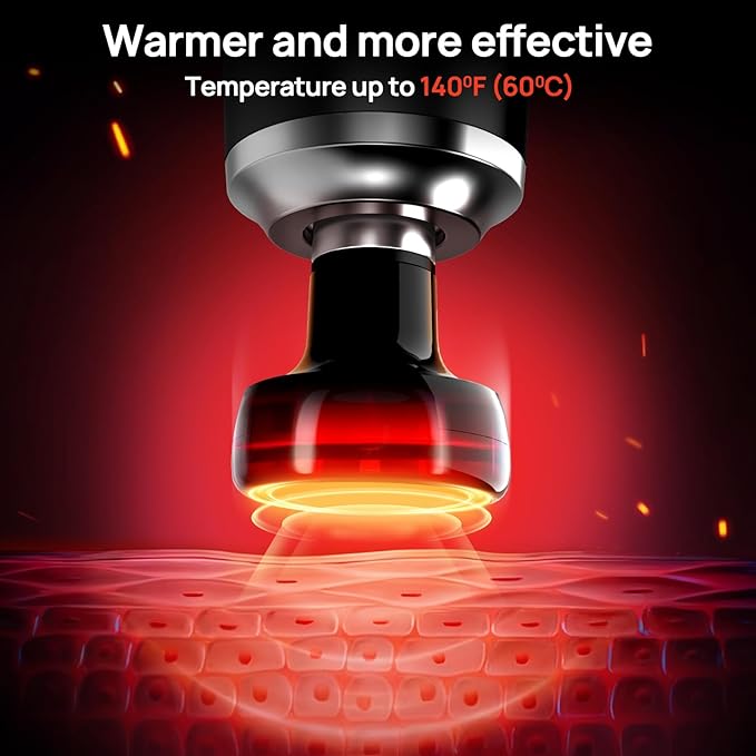 Professional Muscle Massage Gun with Heat Portable Handheld Muscle Massager Percussion Back Body Masajeador 12mm Amptitude for Athletes RunnerFSA Eligible &amp HSA Approved
