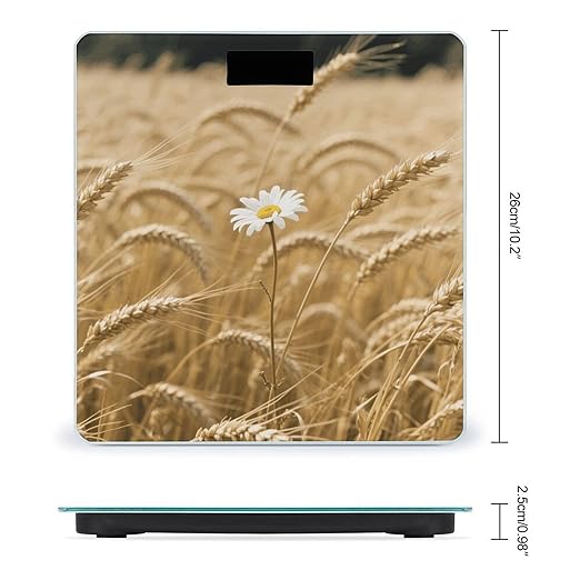 Wheat Fields and Flowers Weight Scale Large Digital Bathroom Scales with Bright LED Display Non Slip Digital Scale and Step On Fashion Weighing Machine for Body