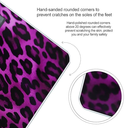 Purple Leopard Scale for Body Weight Accurate Digital Bathroom Scale Toughened Glass High Precision Scales Smart Weight Scales with Large LCD Backlight Display Weighing Machine
