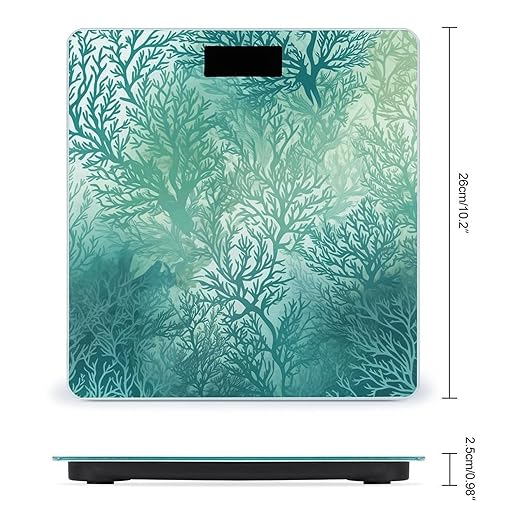 Green Sea Blue Seaweed Scale for Body Weight High Precision Digital Weight Scales with LCD Display Anti-Slip Sturdy Slim Tempered Glass Bathroom Scale for Home Use