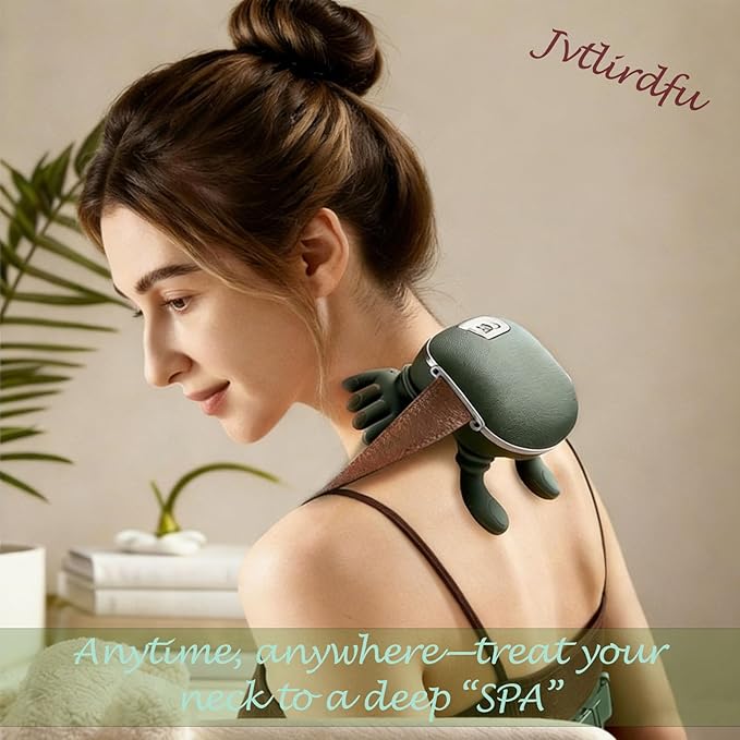 Neck Massager 2026Newly upgraded version 4D Human-Like Hand Massager with Heat Electric Shoulder &amp Cervical Massage for Wireless Portable Neck and Back Massager Relieve fatigue (Green version)