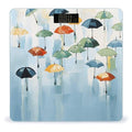 Oil Painting of Umbrellas on Light Blue Scale for Body Weight Precision Bathroom Weighing Scales with Back Lit LCD Display Sturdy Tempered Glass Body Weight Scales Digital Bathroom Scale 400lb