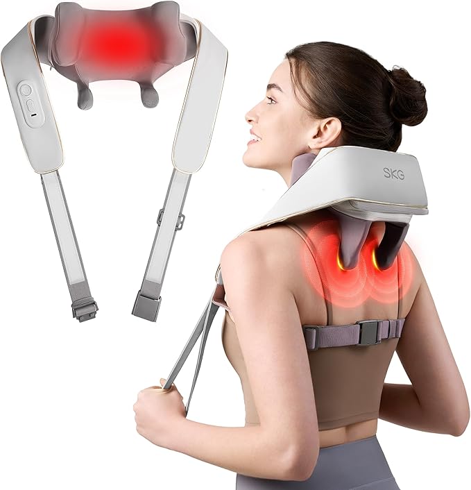 SKG H5mini Neck and Traps Massager with Heat for Deep Tissue Pain Relief 6D Hand Kneading Cordless Neck and Shoulder Massager Hands Free&ampWireless Valentine Pick for Him and her Man and Women