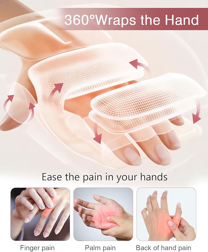 LOFICOPER Electric Hand Massager Cordless Hand Massager with Heat and Compression 3 Intensity Levels Rechargeable Hand Massage Tool for Men Women Relaxation