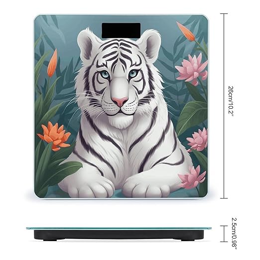 Cute White Tige Bathroom Scale Weight Scale for Body WeightHighly Accurate Digital Weighing Machine Clear LED Display Digital Bathroom Body Scale 400lb/182kg