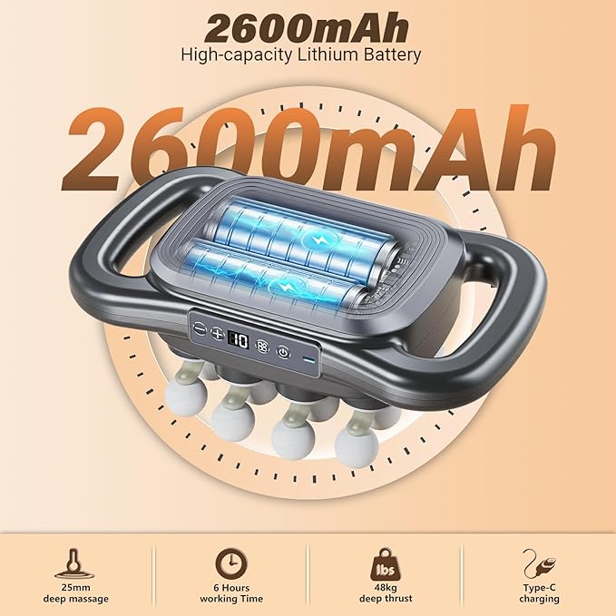 16 Head Massage Gun Deep Tissue 2026 Upgrade Back Muscle Massager with 9 Modes &amp 9 Intensities2600mAh6H Runtime Quiet Percussion Massager for Legs Waist Back Muscle Pain Relief
