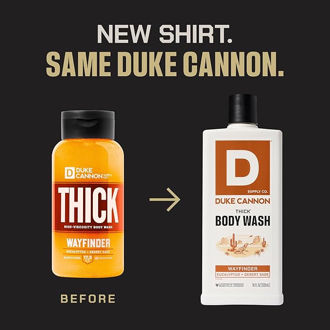 Duke Cannon Thick High Viscosity Body Wash - Wayfinder - Eucalyptus &amp Desert Sage Scent 3X Thicker Mineral-Enriched Sulfate-Free 17.5 oz (3-Pack)