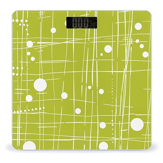 Digital Bathroom Scale for Body Weight Scale with Bright LCD Display High Accuracy Step-On Technology Auto On/Off Lime Green Lines Digital Scales 400 Lbs /180kg