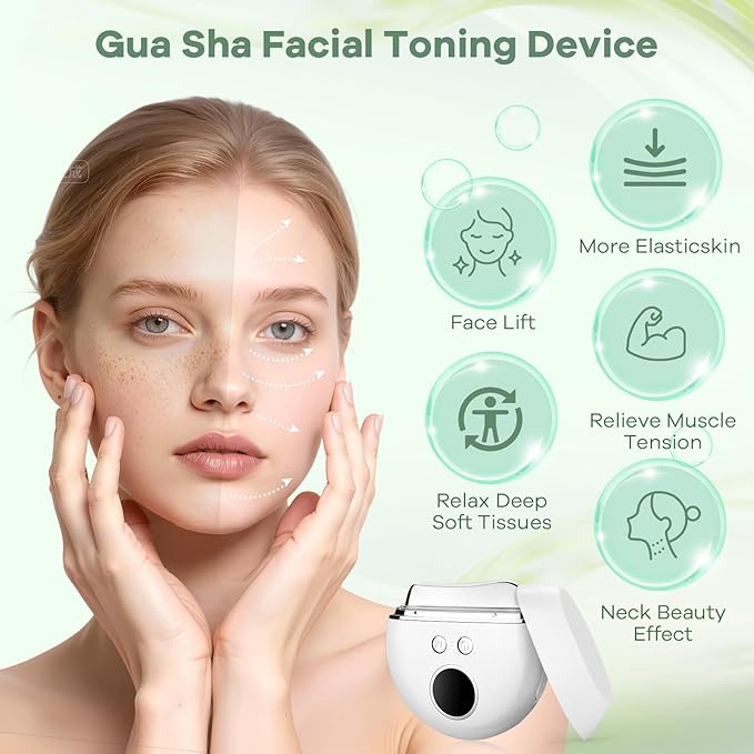 AFFLAT 3-in-1 Electric Fascia Knife with Heating and VibrationMuscle Scraper ToolGua Sha Facial Device9-Level Vibration4 Light Therapy Modes for Face &amp BodyPortable Cordless Design