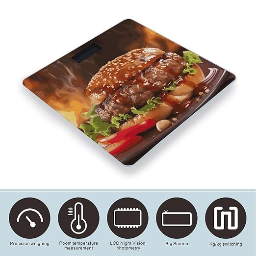 Hamburger Steak Fast Food Bathroom ScaleHighly Accurate Digital Weighing Machine for People Bright LED Display Weight Scale for The Aldult Home Use