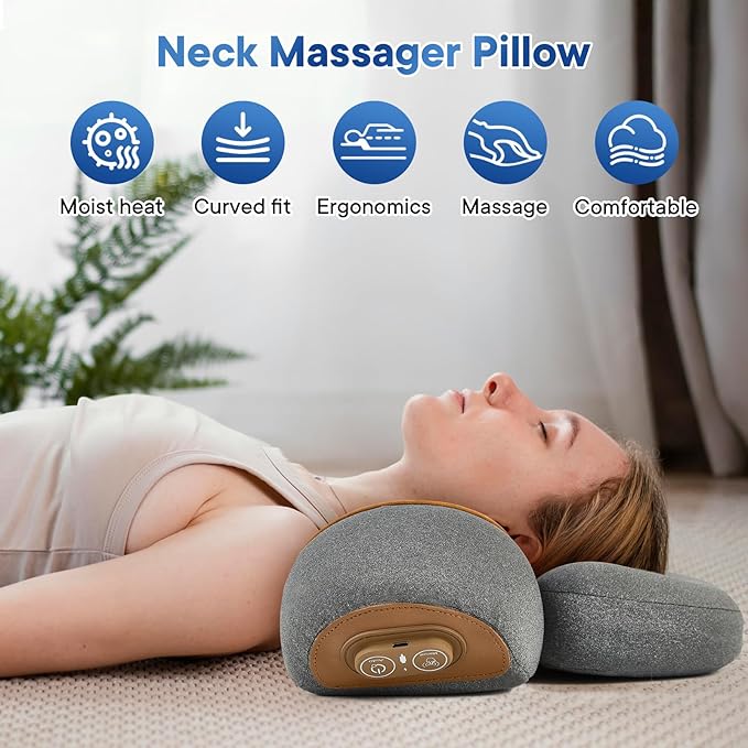 Neck Massager Pillow 3-in-1 Neck Massager Traction Massage with Heat Neck Pillow for Shoulder Pain Deep Tissue Pain ReliefRechargeable PillowIdeal Gift for Parents