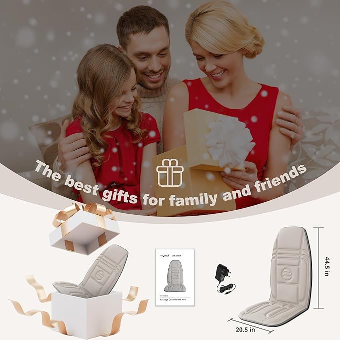 Vibration Back Massager with Heat Massage Chair Pad with 10 Vibration Motors &amp 2 Heating Levels Chair Massager for Recliner Sofa Beige