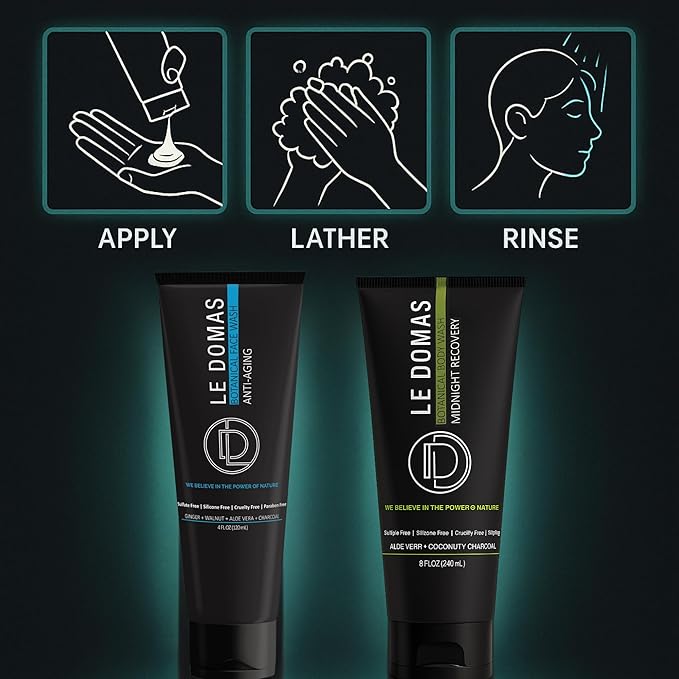 Body Wash &amp Face Wash Set for Men &amp Women – Natural Skincare with Aloe Vera Rice &amp Coconut Charcoal Hydrating Moisturizer &amp Oil Cleanser Travel Size Skin Care Products for All Skin
