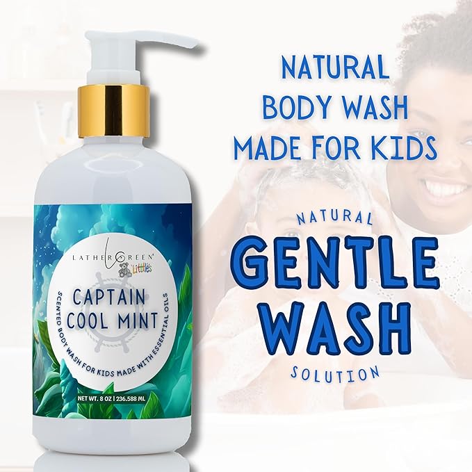 Kids Body Wash – Plant Based Gentle Moisturizer with Shea Butter – Safe for Sensitive Skin – Captain Cool Mist – 3 Pack (8 oz Each)