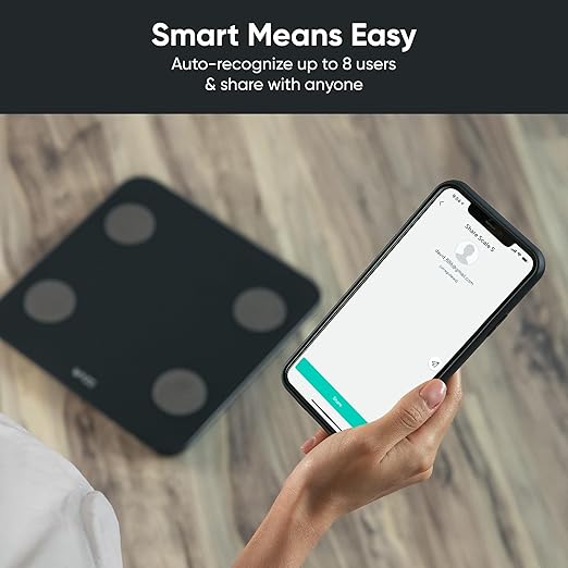Wyze Scale S Scale for Body Weight Digital Bathroom Scale for Body Fat BMI Muscle Heart Rate Body Composition Analyzer with App Batteries Included Bluetooth 400 lb Black
