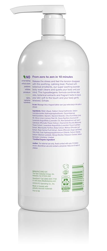 Alba Botanica Very Emollient Body Wash French Lavender 32 Oz