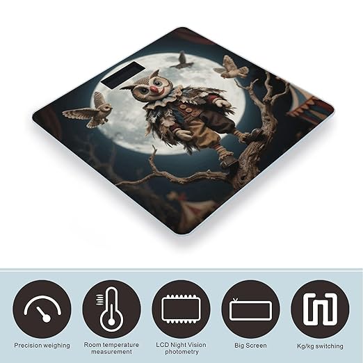 Moon &amp Gravestone Clown Scale for Body Weight Sturdy Tempered Glass Weighing Scales with LCD Display Accurate Digital Bathroom Scale Convenient Body Fat Smart Scales Easy Read
