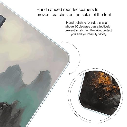 Landscape Painting Digital Bathroom Scale for Body Weight Weighing Scale with Backlit LCD Display High Precision Measurements &amp Measures Weight Up to 180kg