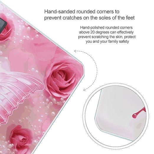 Pink and White Butterfly Bathroom Scale Ultra-Bright Liquid Crystal Screen Weight Scale Accurate Bathroom Body Scales for Body Weight Bathroom Pet Home Bedroom Gift-Giving