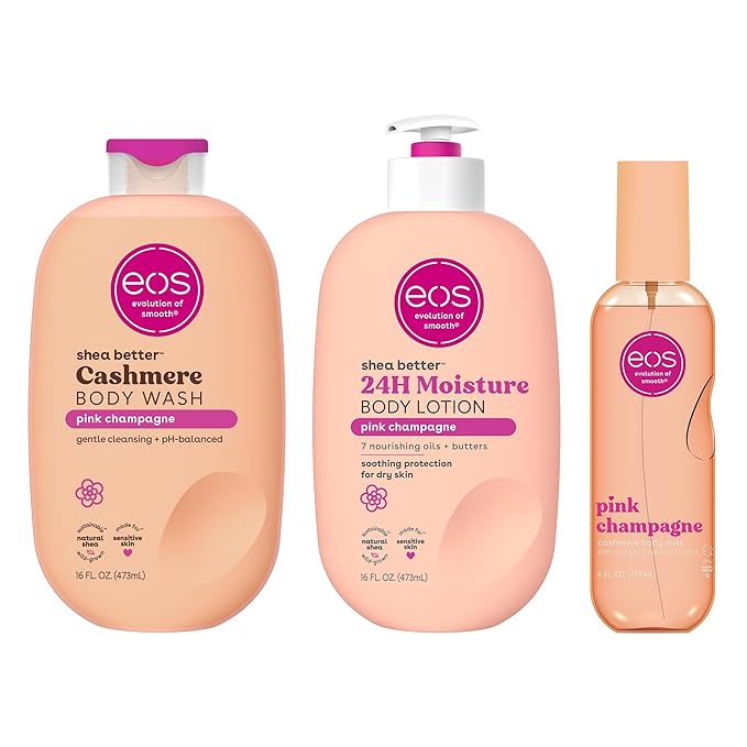 eos Pink Champagne Scent Layering Bundle - Body Wash Body Mist Body Lotion