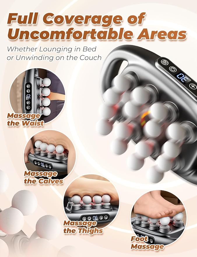 Veloreva Massager - 16 Head Massage Gun Deep Tissue for Pain Relief Pro Massager with 3 Modes &amp 30 Levels Back Massagers for Back Shoulders Legs Foot Body Fast Relief (Black)
