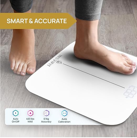 INEVIFIT Smart Premium Bathroom Scale Highly Accurate Bluetooth Digital Bathroom Body Weight Scale Precisely Measures Weight &amp BMI for Unlimited Users