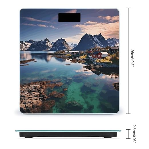 Norway Islands Bathroom Scale Rounded Smart Scale for Body Weight Automatic Power On/Off Weight Scales Accurate Bathroom Digital Scales for Pet Home Bedroom Kitchen