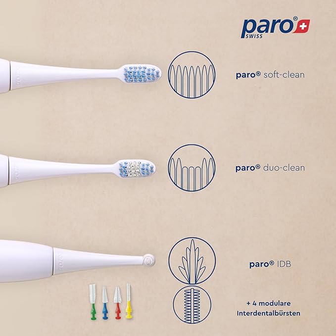 Paro Sonic Electric Toothbrush Hydro Dynamic Effect. Sensitive hydrodynamic Electric Toothbrush Help Cleaning Efficiency. up to 80000 MOV/Min Comes with Travel Bag and interdental Brushes