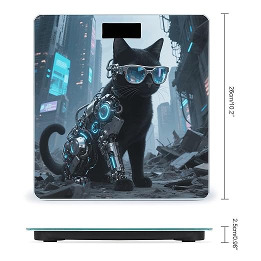 Black Cat Glasses Weight Scale Large Digital Bathroom Scales with Bright LED Display Non Slip Digital Scale and Step On Fashion Weighing Machine for Body