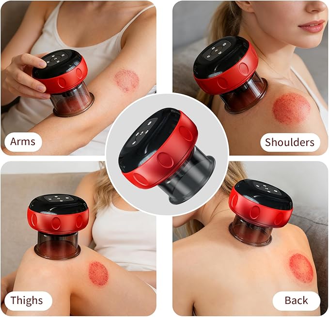 5-in-1 Smart Dynamic Cupping Therapy Massager Set 12 Levels Heat &amp Suction Cupping Kit for Massage Therapy Electric Cupping Device with Red Light Therapy for Back Pain Knots Muscle Soreness (R