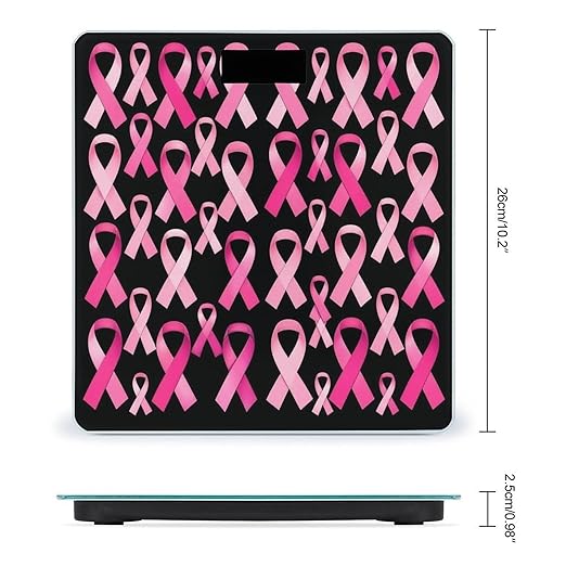 Women's Fashion Automatic Switch Digital Bathroom Weighing Scale Smart Scale Breast Cancer Awareness Ribbons Pink