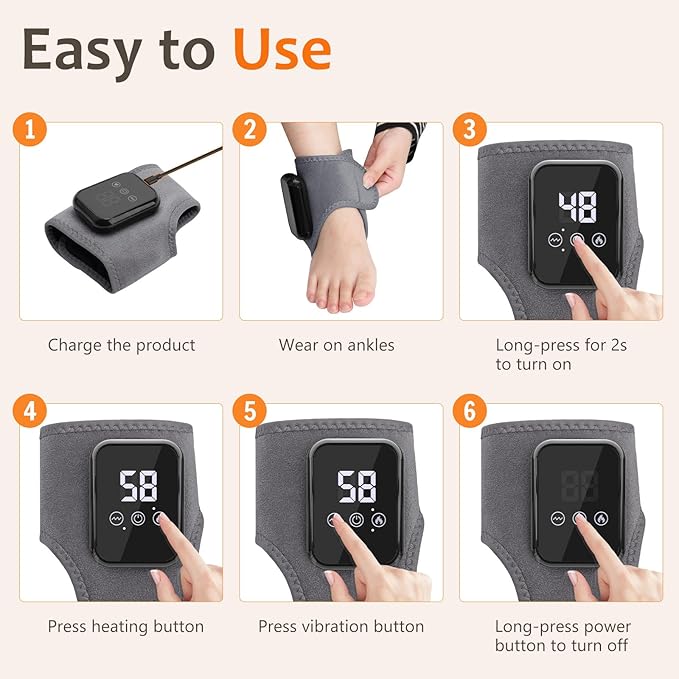 Foot Massager for Neuropathy Foot Renew Triple Method Massager with 3-Speed &amp 3-Temperature Wireless Heated Foot &amp Ankle Wrap Portable Foot Massagers for Home/Office/Travel