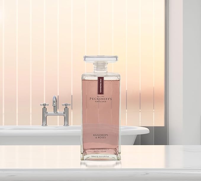 Pecksniffs Prestige 500ml Bath Soak Decanter Raindrops &amp Roses