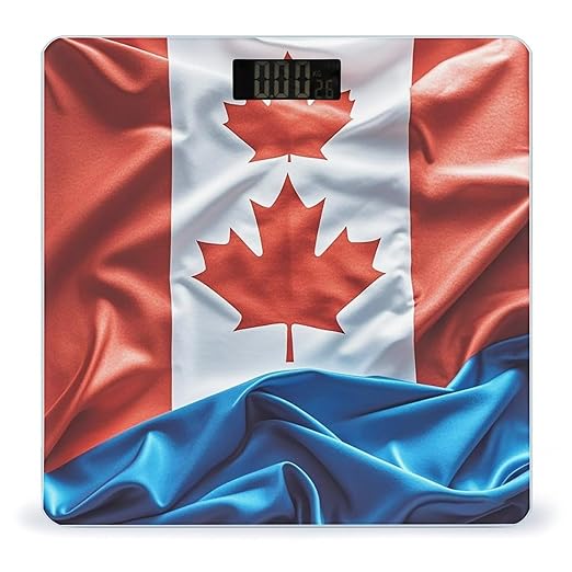 Retro Canada Flag Bathroom Scale Digital Weight Scale Precision 400 Lbs Weighing Scales Large with LCD Backlight Display BMI Measures