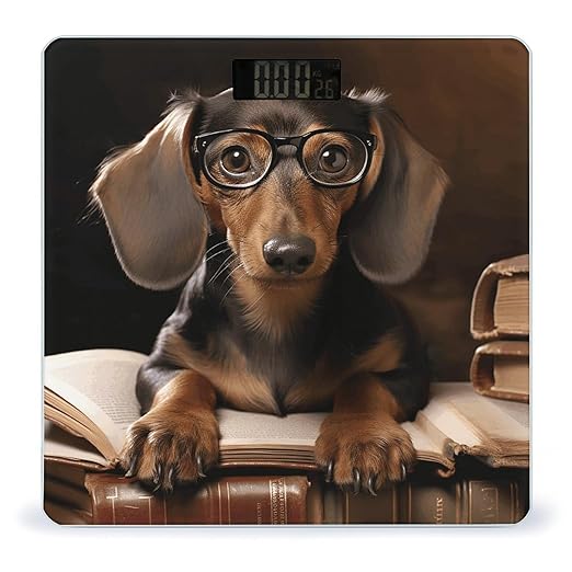 Dachshund Book Scale for Body Weight Accurate Digital Bathroom Scale Toughened Glass High Precision Scales Smart Weight Scales with Large LCD Backlight Display Weighing Machine