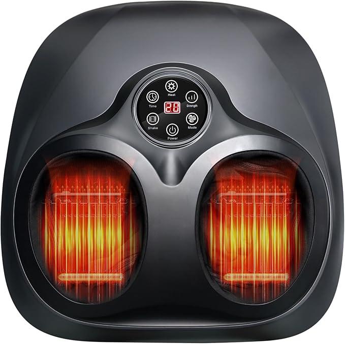 yoyomax Shiatsu Foot Massager with Heat - Deep Kneading for Circulation &amp Feet Relief - Fits Up to Men's Size 13 - Ideal for Relaxation Gift for Parents - Light Gray