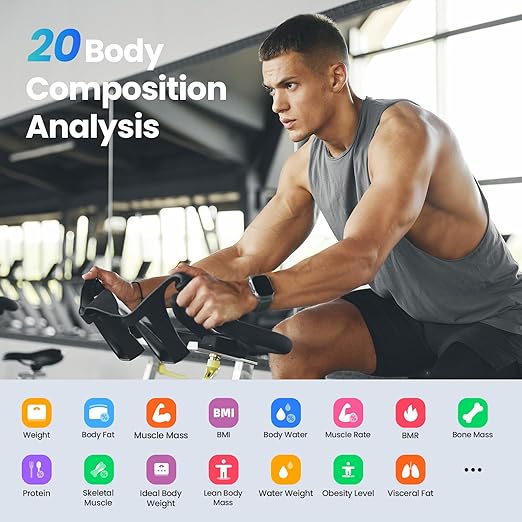 Smart Scale for Body Weight BMI Body Fat Muscle Mass Digital Bathroom Weight Scale with 4.3 Color Display 20 Body Composition Scale High Accurate Wi-Fi &amp Bluetooth Scale 400 lbs 11.8
