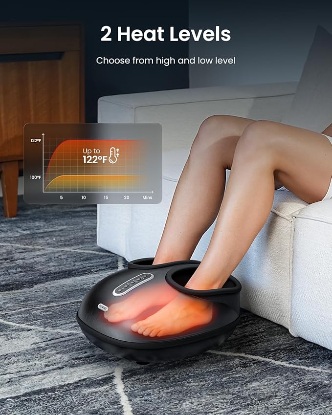 RENPHO 2026 [Upgraded] Foot Massager with Heat FSA Eligible Shiatsu Foot Massager for Plantar Fasciitis Deep-Kneading Air Squeezing Feet Massager Targets Heels Balls &amp Arches up to Mens Size