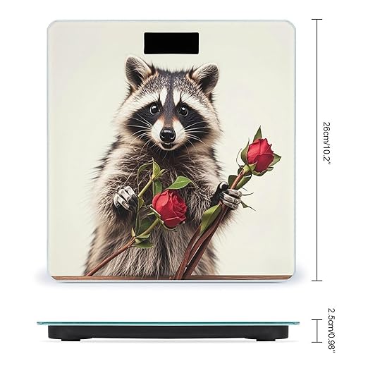 Funny Raccoon Scale for Body Weight Accurate Digital Bathroom Scale Toughened Glass High Precision Scales Smart Weight Scales with Large LCD Backlight Display Weighing Machine