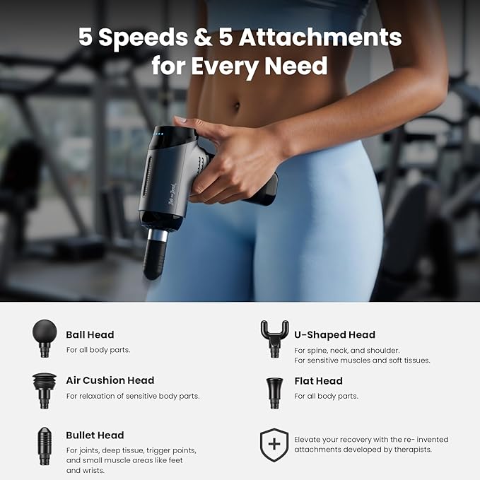BOB AND BRAD T2 Massage Gun Deep Tissue Percussion Muscle Massage Gun for Back and Neck Upgraded 4000 mah Battery HSA Handheld Electric Back Massager for Athletes Pain Relief FSA Eligible