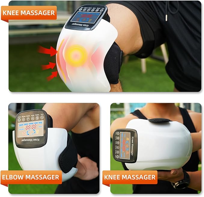 DEITY Knee Massager Smart with Heat Vibration 3D Massage Red Light 4-in-1 Cordless Portable Knee Massager with LED Large Screen Gifts for Grandma &amp Grandpa