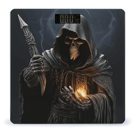Grim-Reaper Weight Scale Large Bathroom Scales Digital Weight with Bright LED Display Non Slip Automatic Weighing Scale Fashion Weighing Machine for Body
