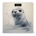 Harp Seal Painting Scale for Body Weight Highly Accurate Digital Bathroom Scale Sturdy Tempered Glass Weighing Scales with LCD Display Fashion Body Fat Smart Scales 400lb