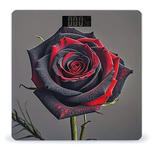 Red and Black Rose Scale for Body Weight Accurate Digital Bathroom Scale Toughened Glass High Precision Scales Smart Weight Scales with Large LCD Backlight Display Weighing Machine